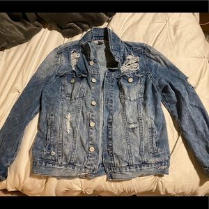 Distressed jean jacket